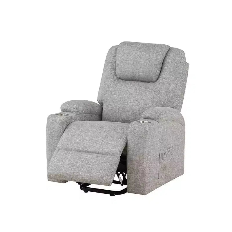 Divano reclinabile elettrico - ciniglia grigio chiaro