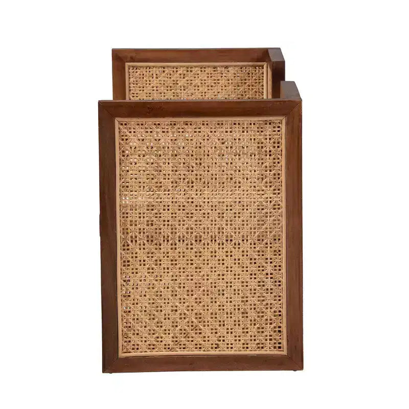 Panca d'accento Lovina in rattan e legno di acacia miele chiaro/marrone chiaro