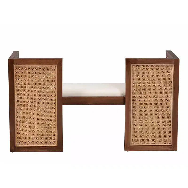 Panca d'accento Lovina in rattan e legno di acacia miele chiaro/marrone chiaro