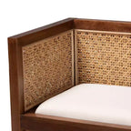 Panca d'accento Lovina in rattan e legno di acacia miele chiaro/marrone chiaro