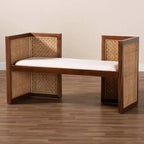 Panca d'accento Lovina in rattan e legno di acacia miele chiaro/marrone chiaro