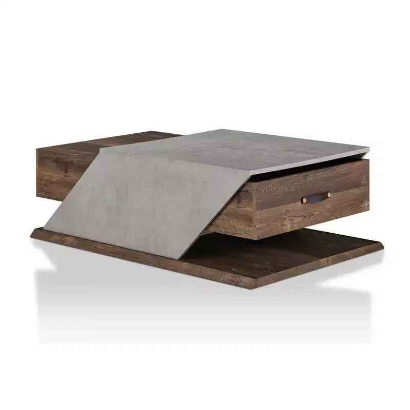 Tavolino da caffè sollevabile - Stile industriale in rovere riciclato, vano portaoggetti, MDF