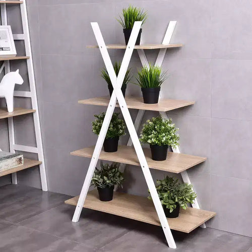 Scaffale a 4 ripiani Libreria Scaffali Espositori a Scala a X