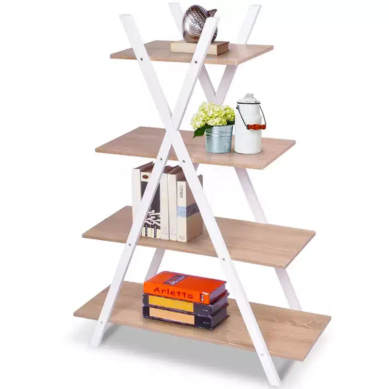 Scaffale a 4 ripiani Libreria Scaffali Espositori a Scala a X