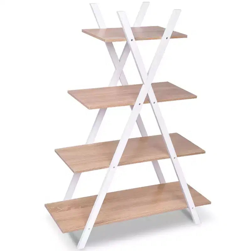 Scaffale a 4 ripiani Libreria Scaffali Espositori a Scala a X