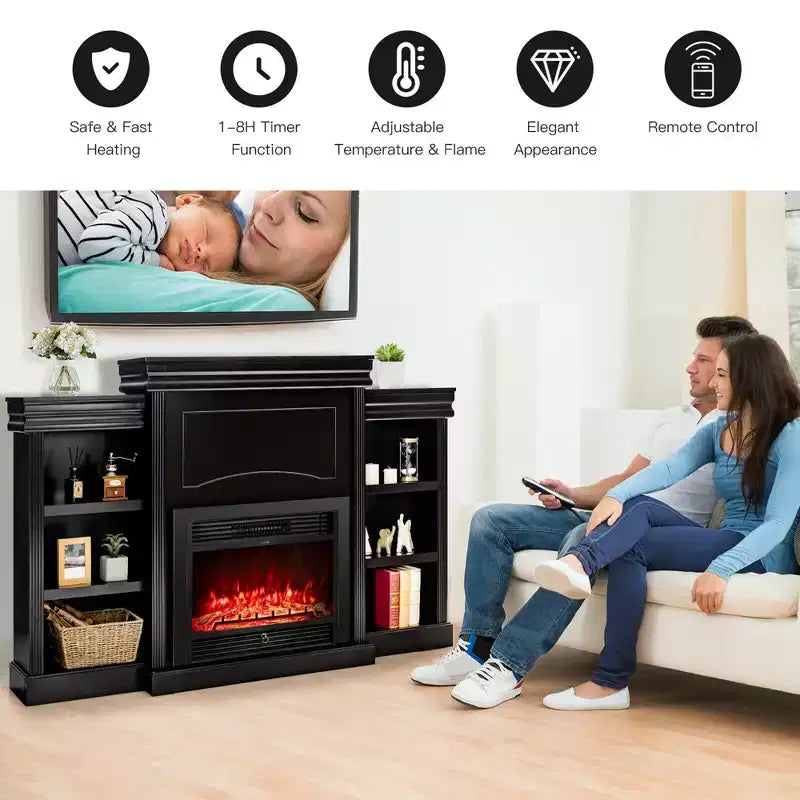 Mobile TV con camino da 70" e focolare elettrico da 28,5" 750W/1500W