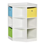 Armadio angolare in legno per bambini autoportante, con cassetti, organizer per giocattoli, vestiti e libri, libreria per bambini, espositore, guardaroba per camera da letto con ferramenta antiribaltamento e cassetti