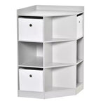 Armadio angolare in legno per bambini autoportante, con cassetti, organizer per giocattoli, vestiti e libri, libreria per bambini, espositore, guardaroba per camera da letto con ferramenta antiribaltamento e cassetti
