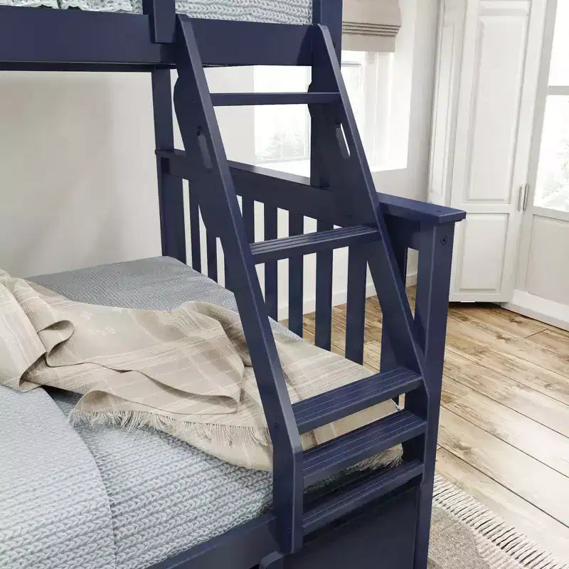 Letto a Castello in Legno Massello Singolo su Piazza con Cassetti Contenitori per Adulti/Bambini