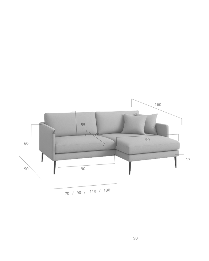 Tyler – Divano angolare con chaise - longue in stile scandinavo - Divano moderno disponibile in vari tessuti e colori - Sofa.Store